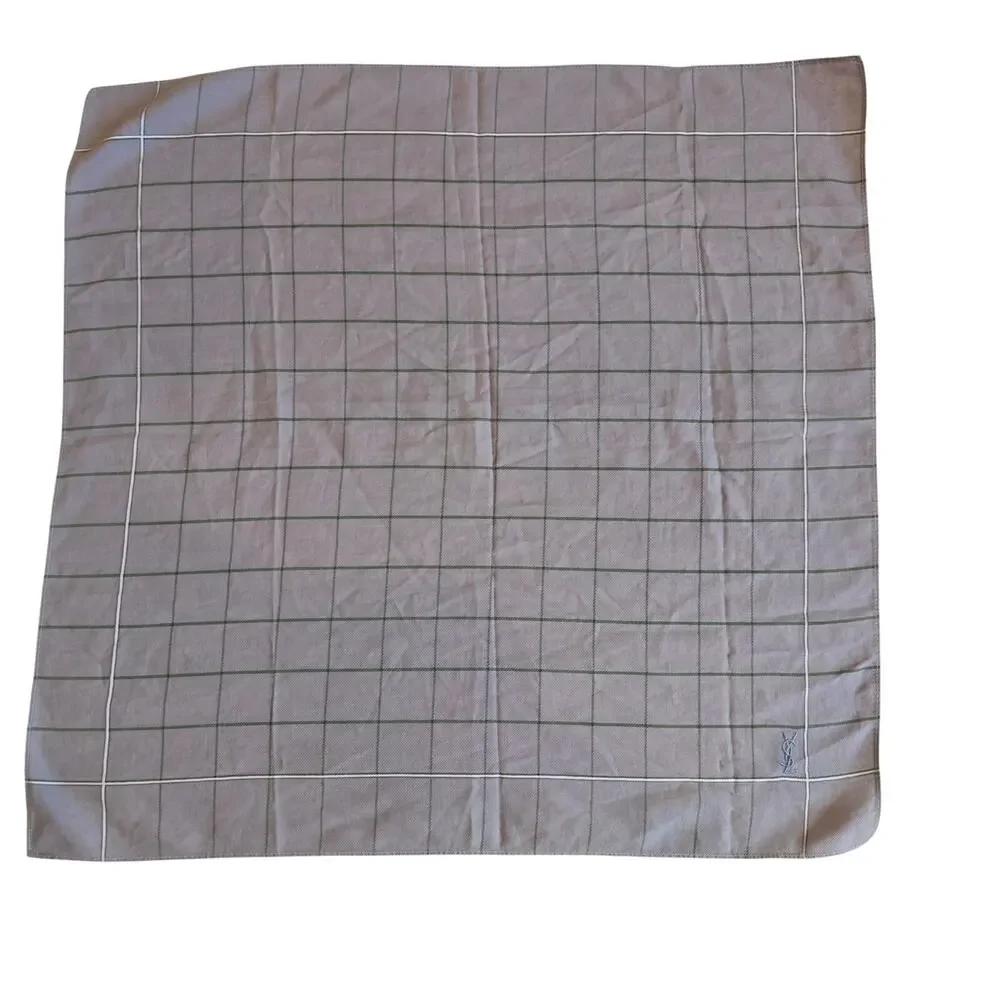 Vintage Yves Saint Laurent Plaid Cotton Bandana Handkerchief